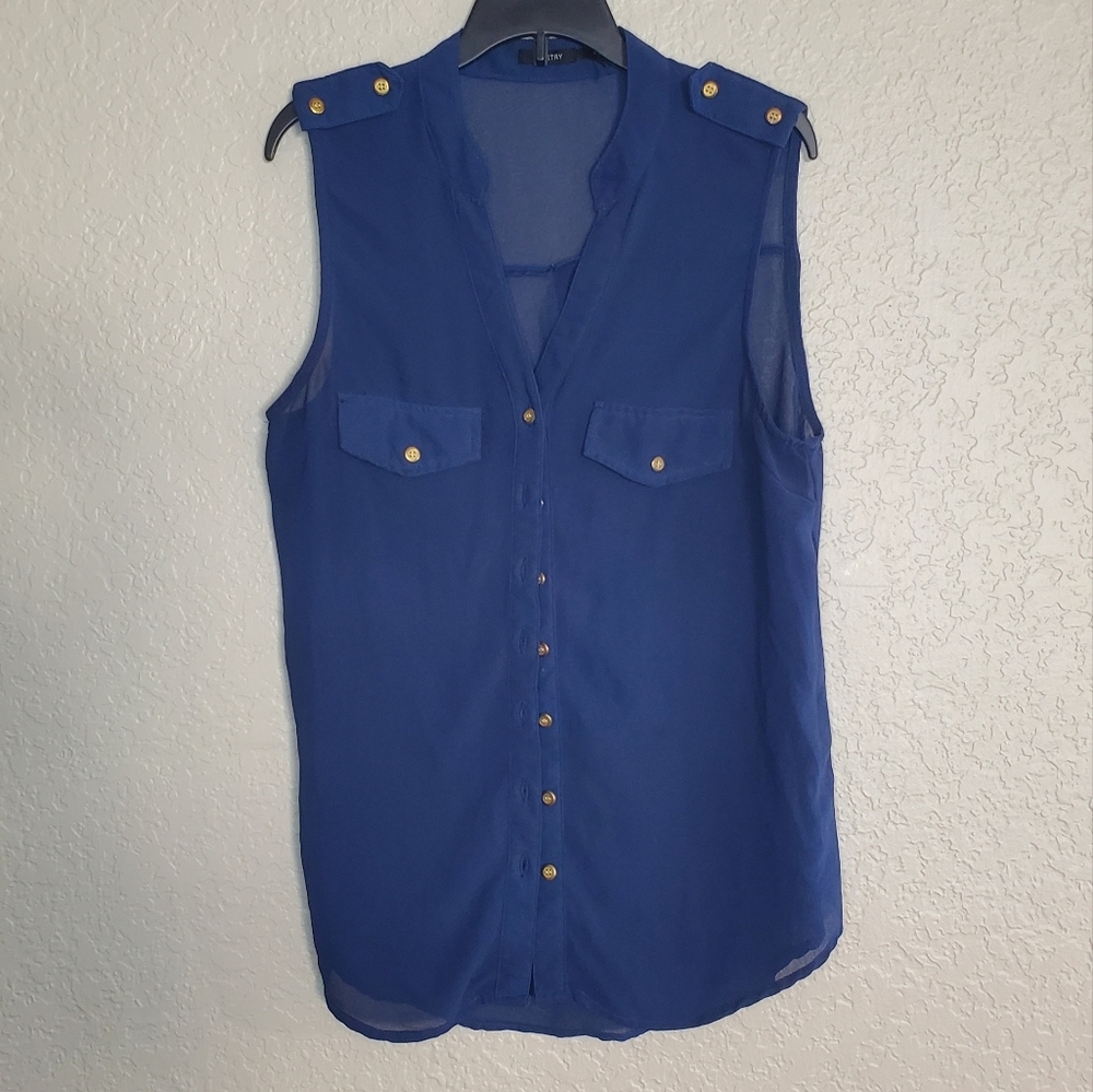 Poetry Semi sheer Royal Deep Blue Top Size M